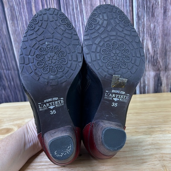 ⭐️Spring Step L'Artiste Arabella Ankle Booties Side Zip Red/Black Sz 35/4 - Picture 8 of 9